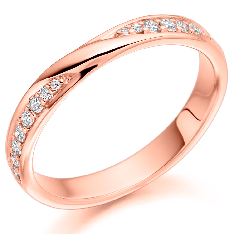 Minera - 0.25ct Diamond Wedding Ring - Grain Set Shaped to Fit