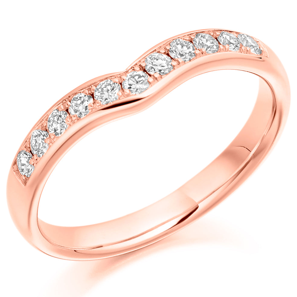 Nina - 0.25ct Diamond Wedding Ring - Grain Set Shaped to Fit