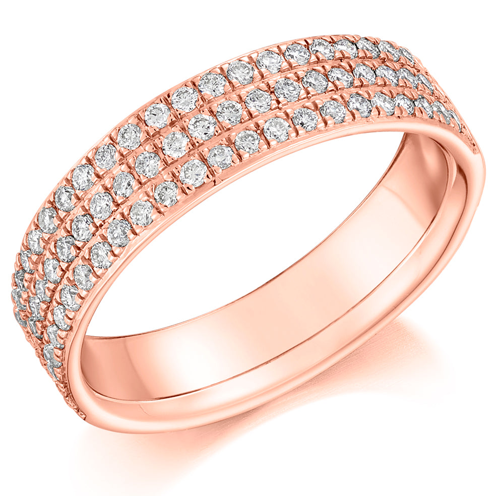 Preston - 0.50ct Diamond Wedding Ring - Grain Set Triple Row