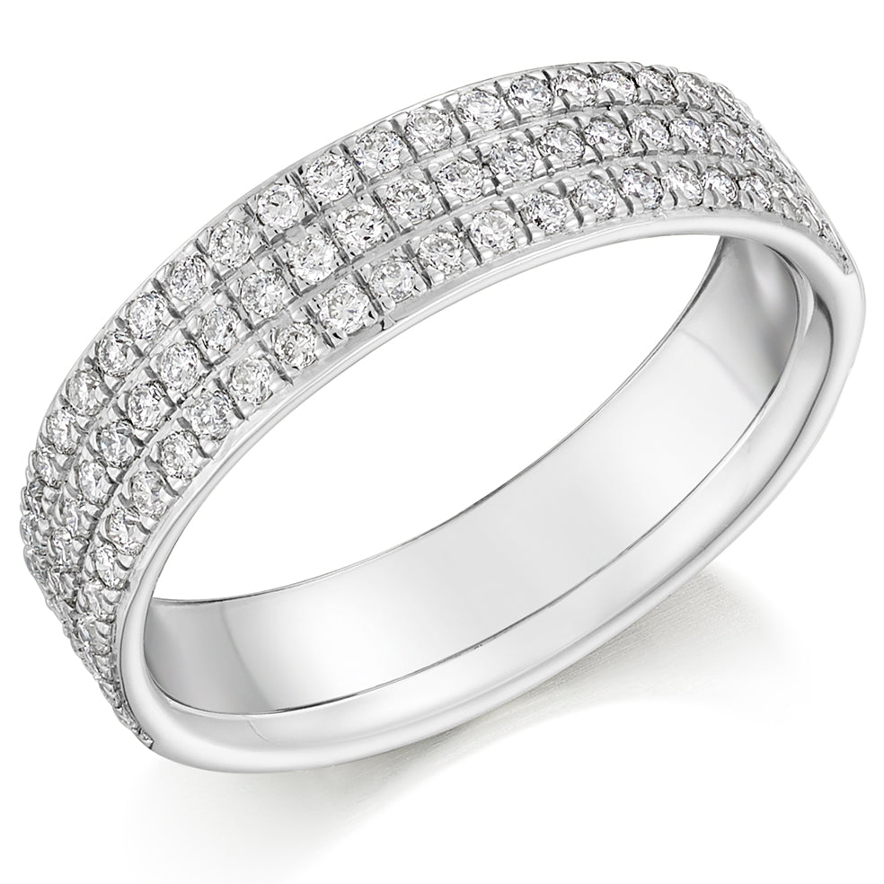 Preston - 0.50ct Diamond Wedding Ring - Grain Set Triple Row