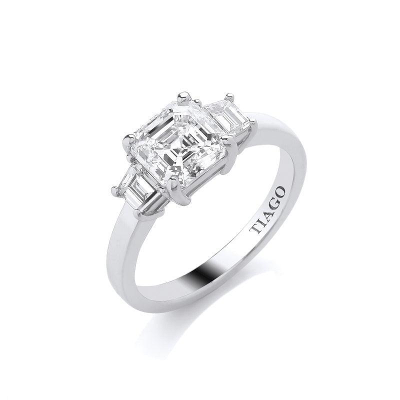 1.71ct Asscher Diamond 0.44ct Trapezoid Platinum Ring £25,000