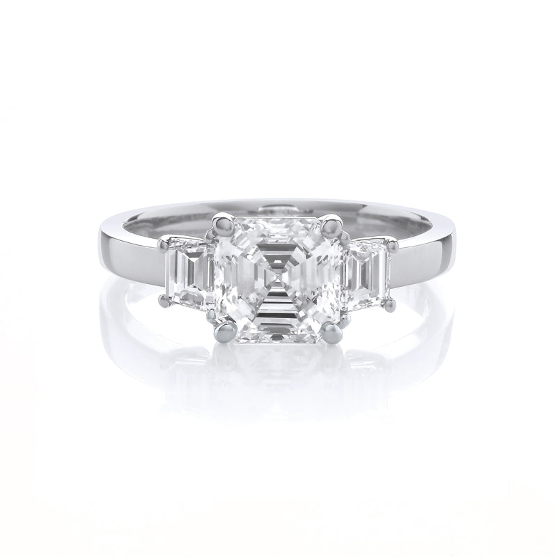 1.71ct Asscher Diamond 0.44ct Trapezoid Platinum Ring £25,000
