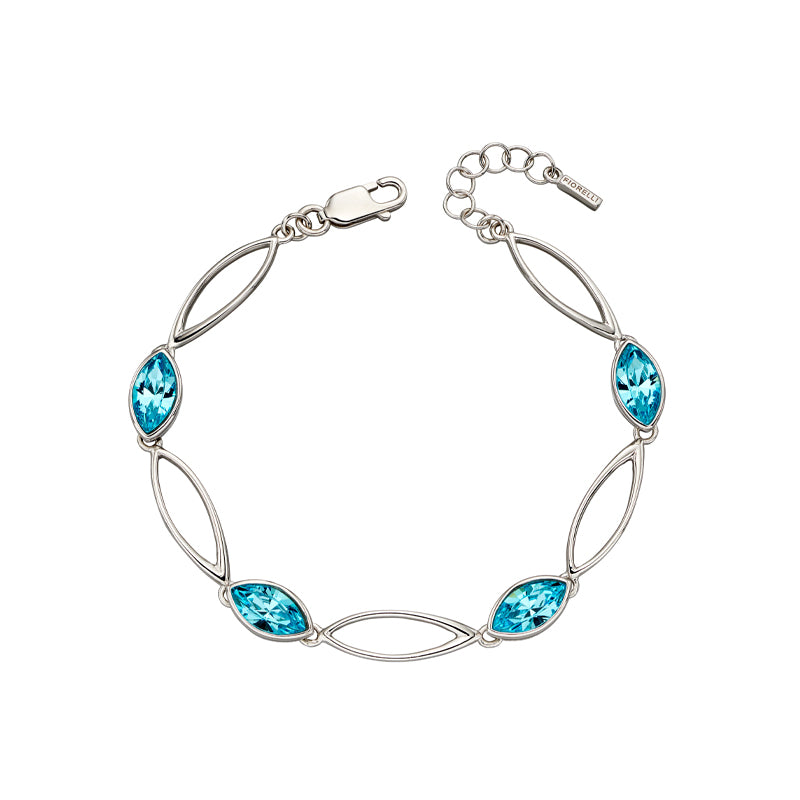 Silver & Aqua Crystal Marquise Bracelet £135.00