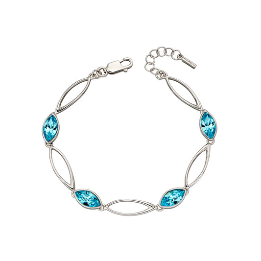 Silver & Aqua Crystal Marquise Bracelet £135.00