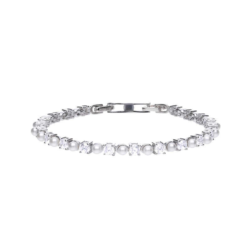 Silver White Pearl & Cubic Zirconia Tennis Bracelet £229.00
