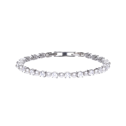Silver White Pearl & Cubic Zirconia Tennis Bracelet £229.00