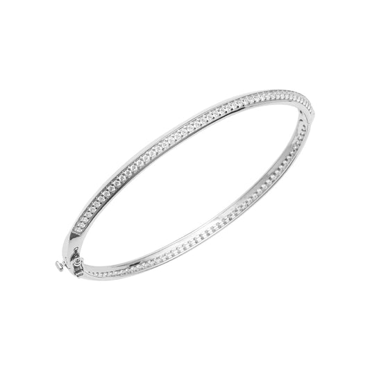 Silver Cubic Zirconia Knife Edge Hinged Bangle £200.00