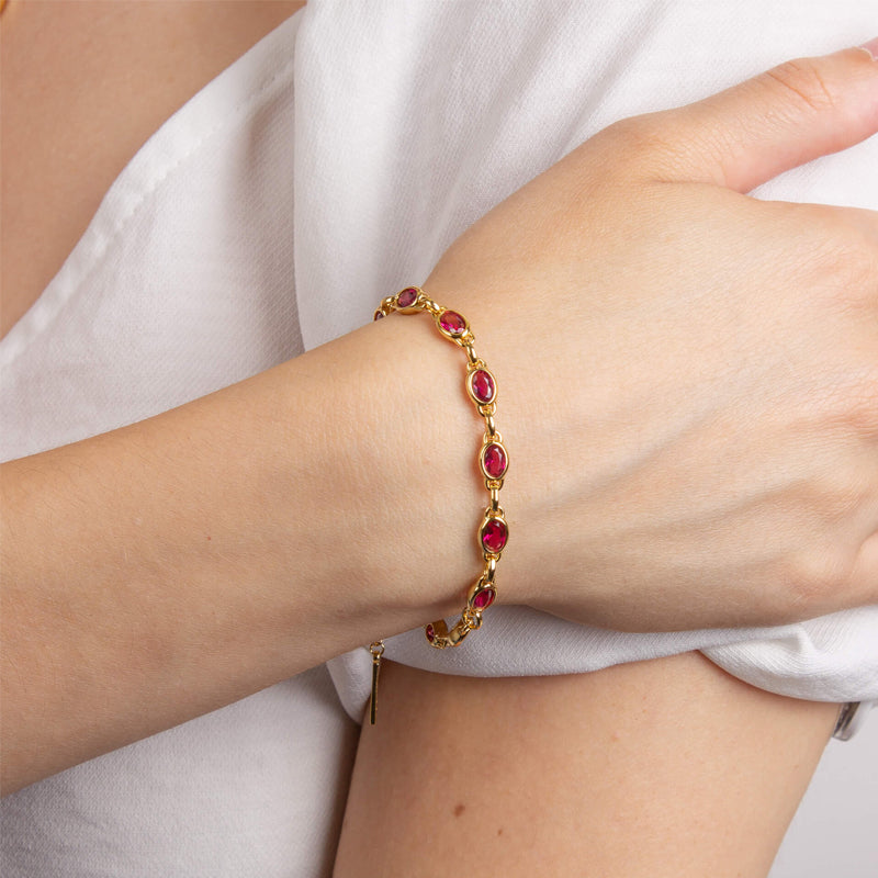 Silver with Gold Plating Bracelet featuring Fuchsia Crystals £198.00