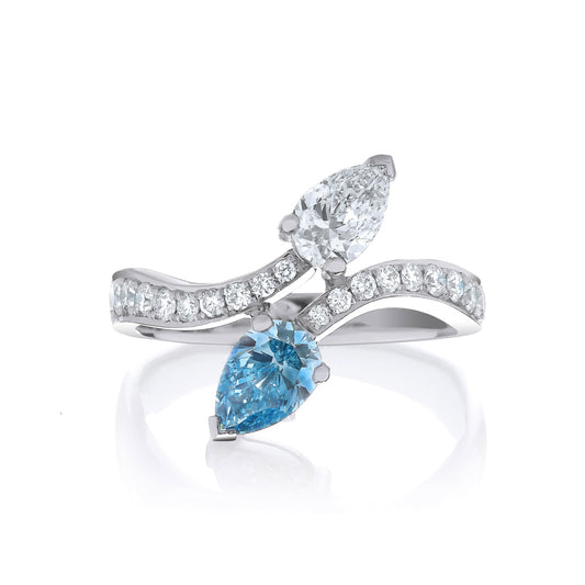 TGO BESPOKE | 0.58ct Sky Blue Diamond 0.79ct Diamond Ring £6050.00
