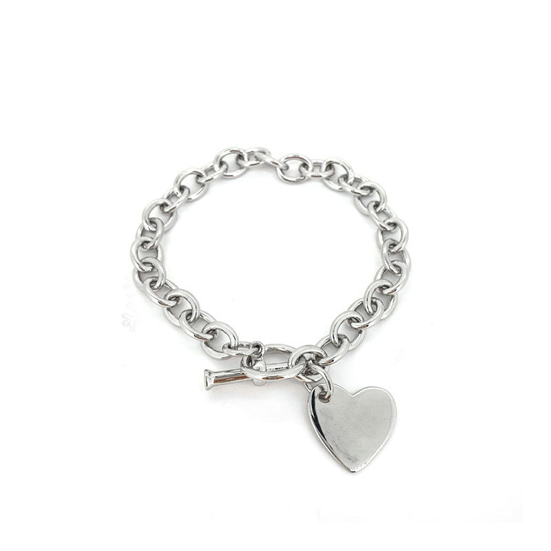 925 Sterling Silver Cable Link Heart Bracelet £143.00