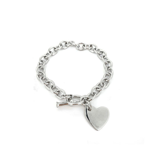 925 Sterling Silver Cable Link Heart Bracelet £143.00