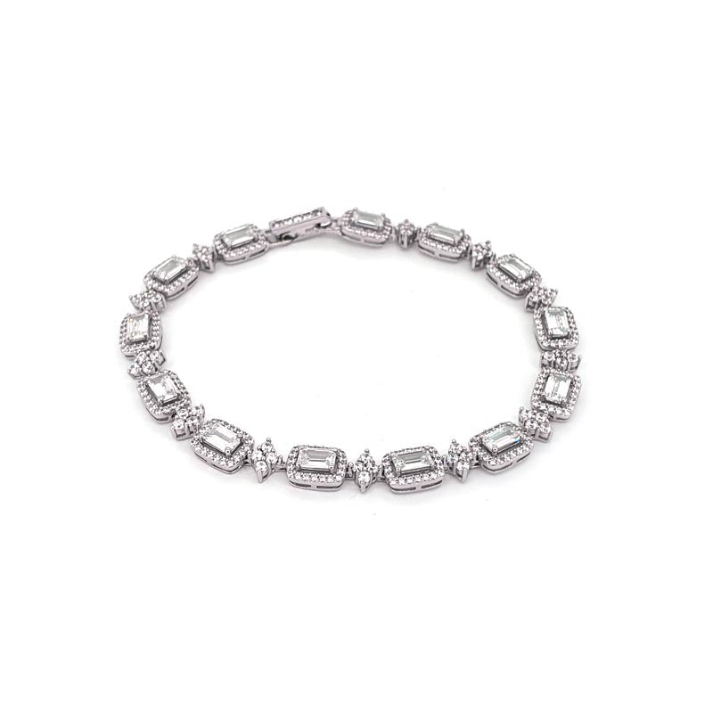 Silver & CZ Emerald Cut HALO Bracelet £165.00