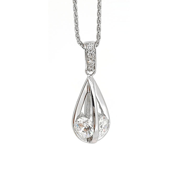 Silver & Cubic Zirconia Drop Necklace £87.00