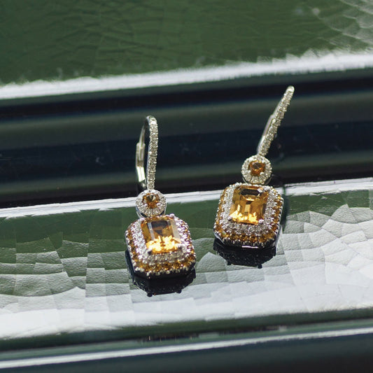 18ct Citrine & Diamond Earrings £2055.00