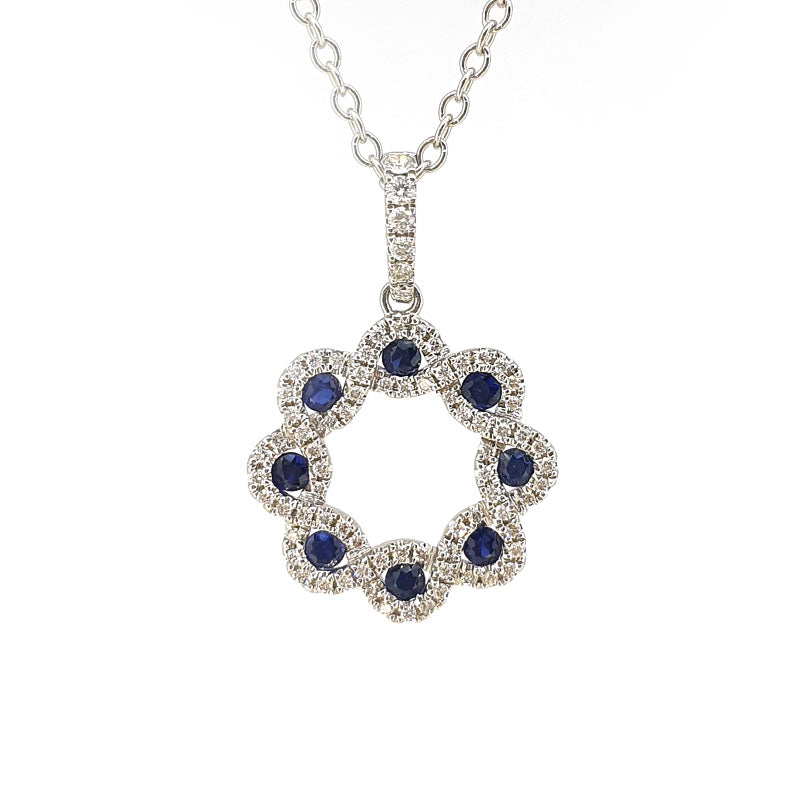 18ct Sapphire & Diamond Wreath Necklace £1590.00