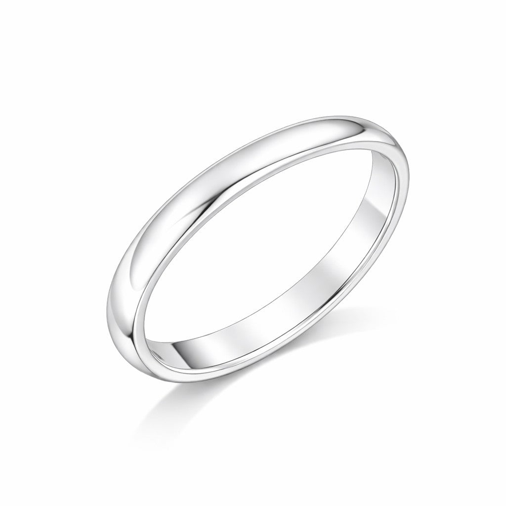 Court - 3mm Plain Polished Rounded Court Wedding Ring
