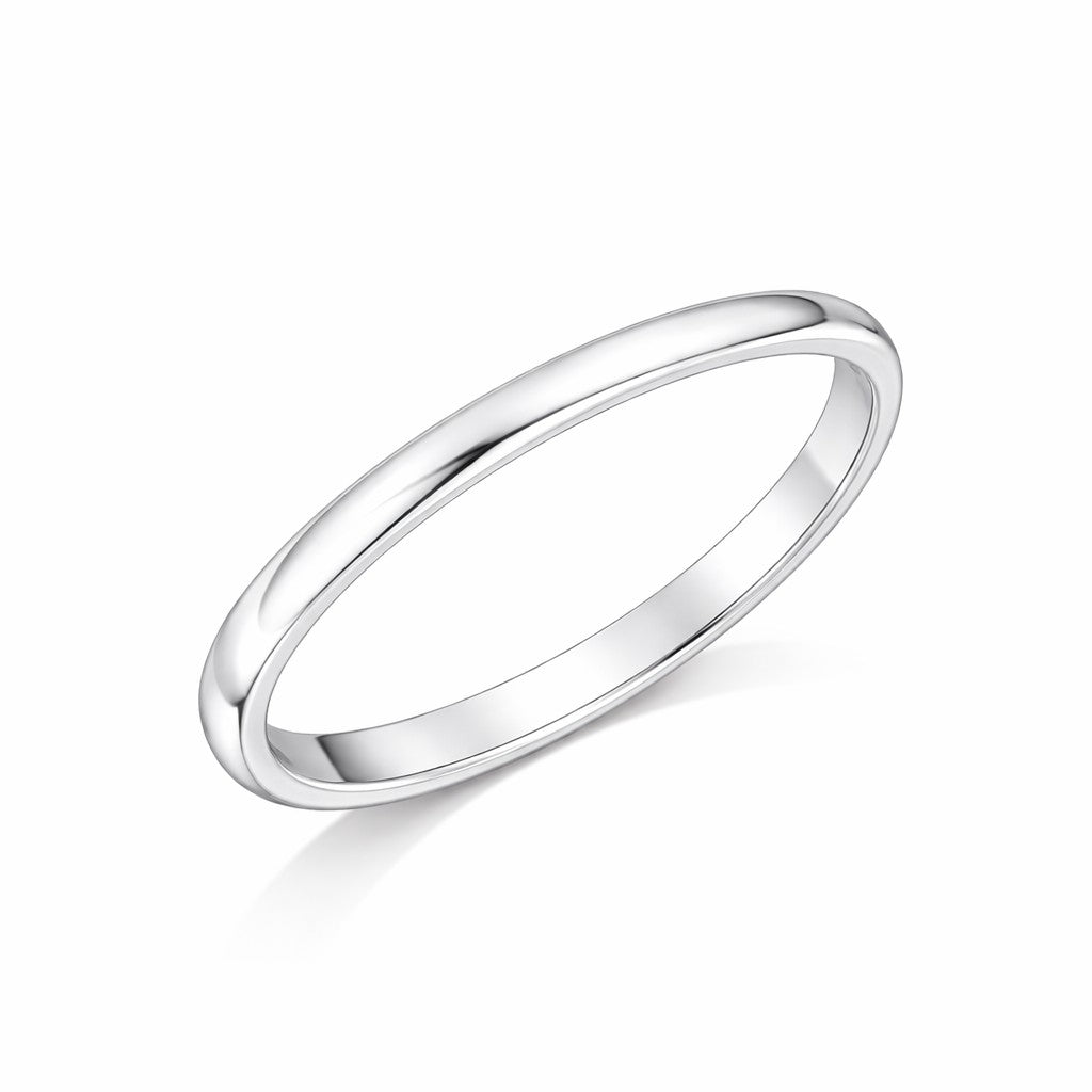 Court - 2mm Plain Polished Rounded Court Wedding Ring