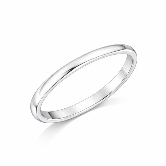 Court - 2mm Plain Polished Rounded Court Wedding Ring