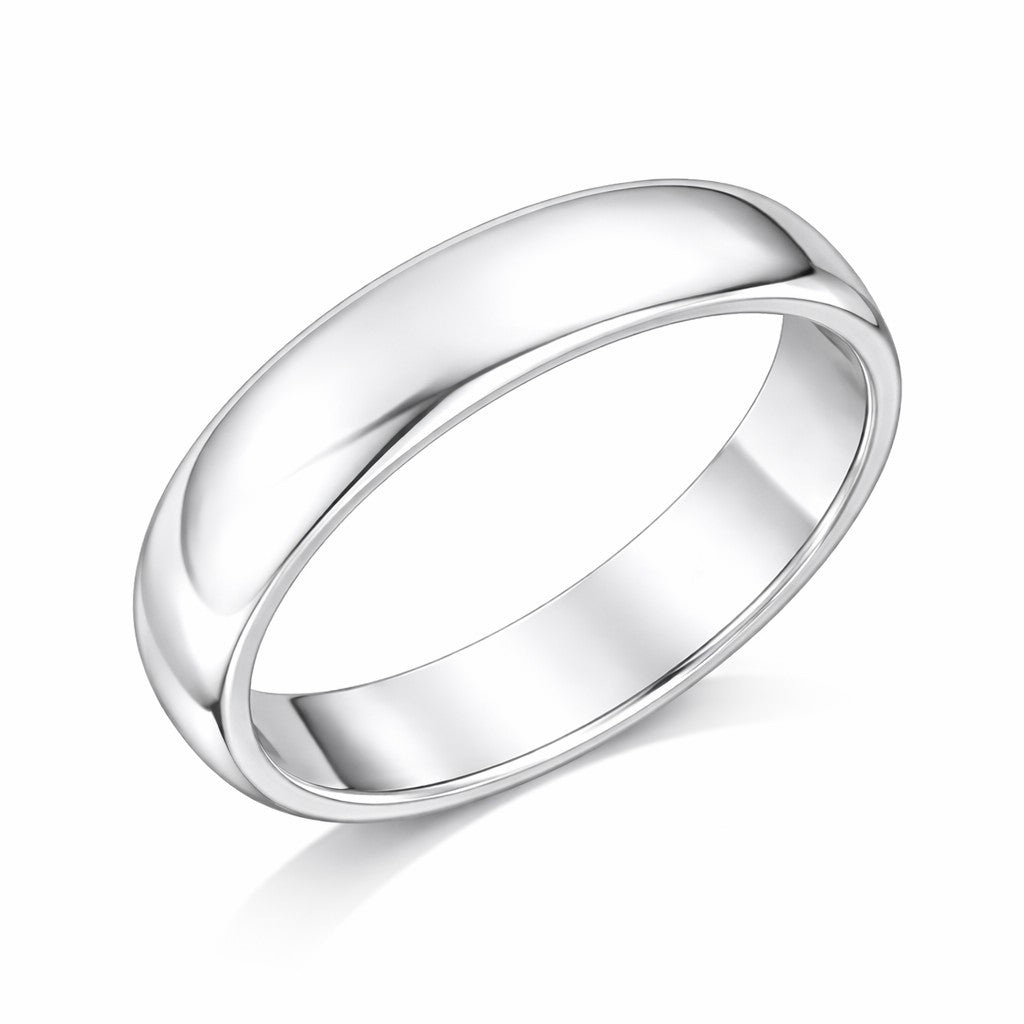 Court - 8mm Plain Polished Rounded Court Wedding Ring