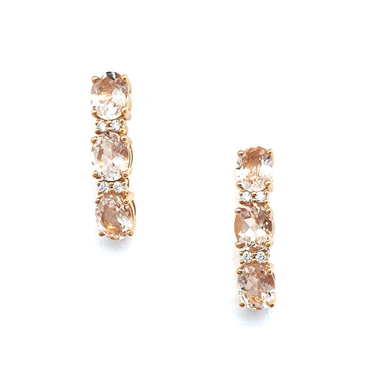 18CT Rose Gold Diamond and Morganite Drop Earrings £900.00
