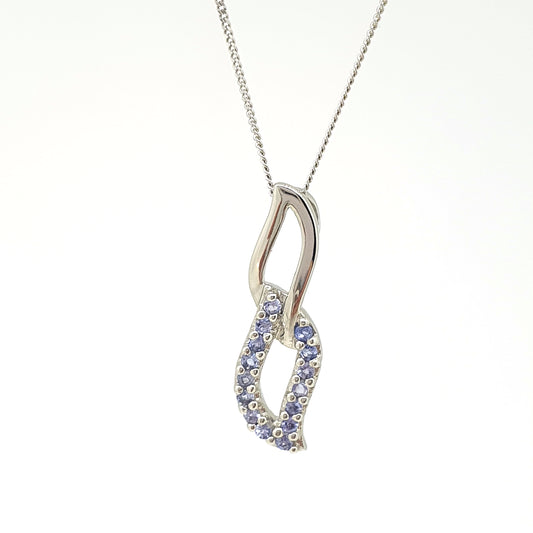 9CT White Gold Double Leaf Tanzanite Necklace £195.00