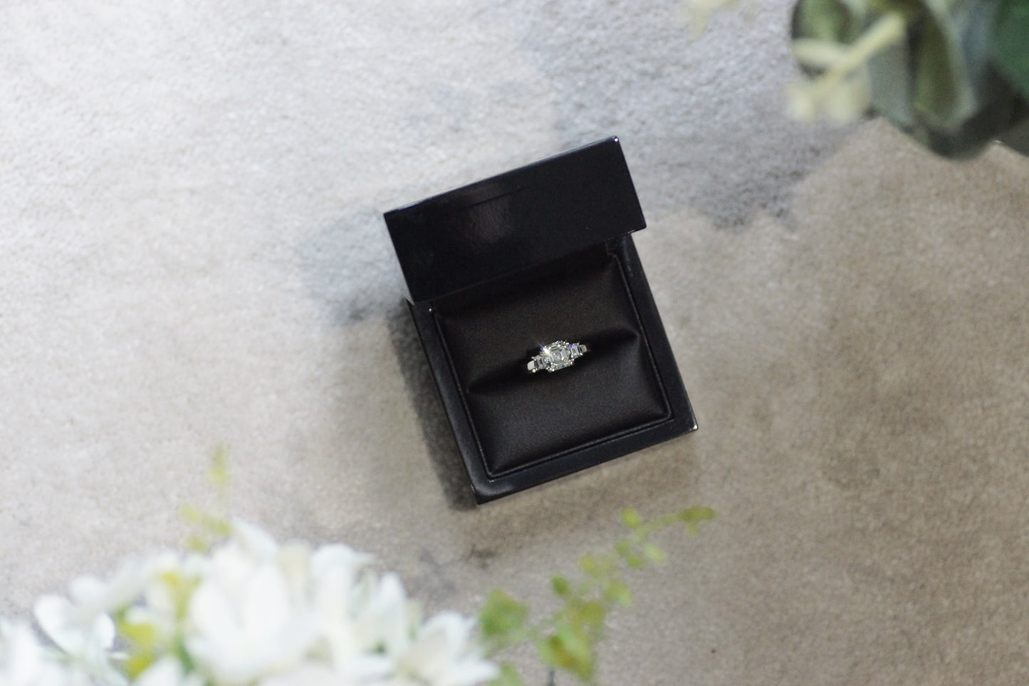 1.71ct Asscher Diamond 0.44ct Trapezoid Platinum Ring £25,000