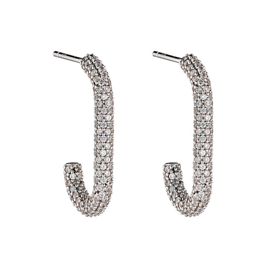 Silver Pavé Oval Hoop Earrings £98.00