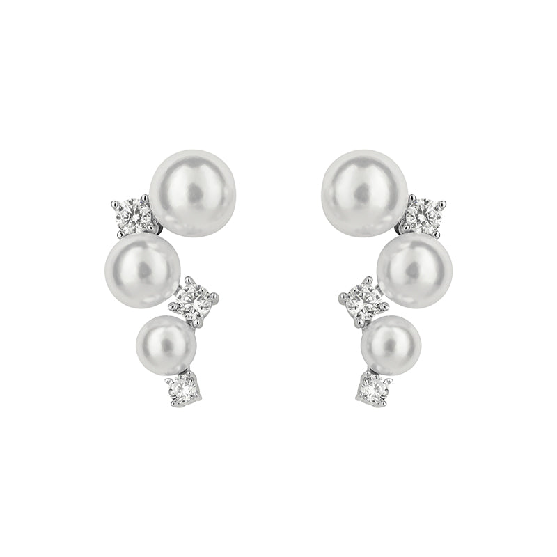 Silver Pearl with Cubic Zirconia Cluster Earrings £95.00
