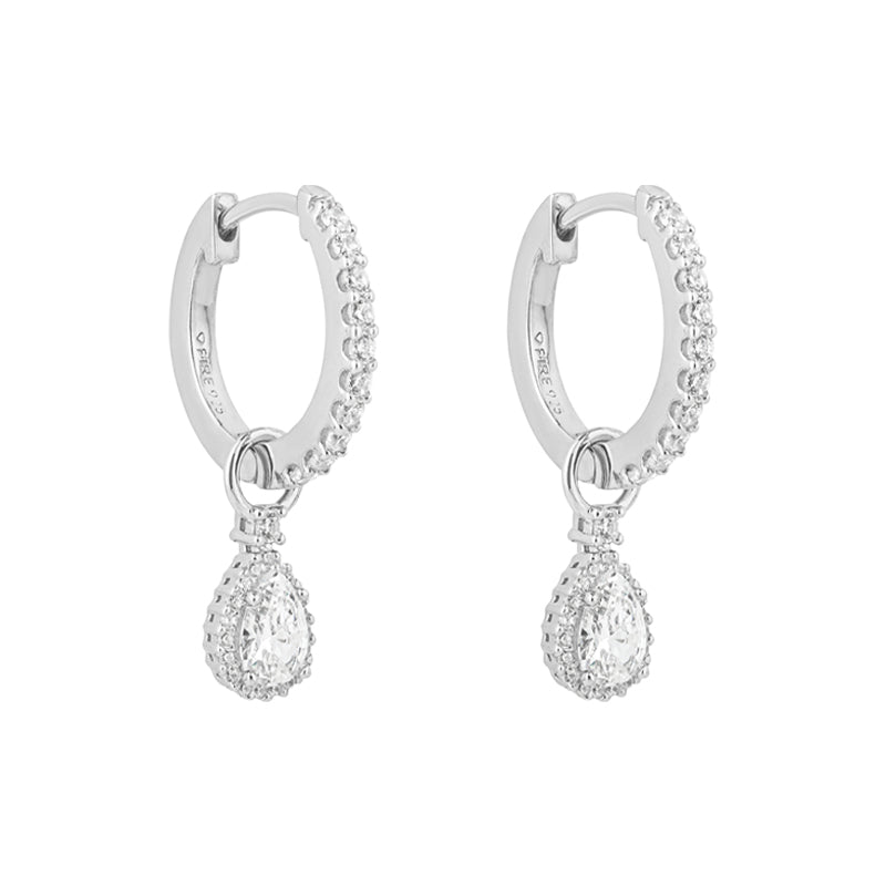 Silver Cubic Zirconia Teardrop Hoop Earrings £139.00