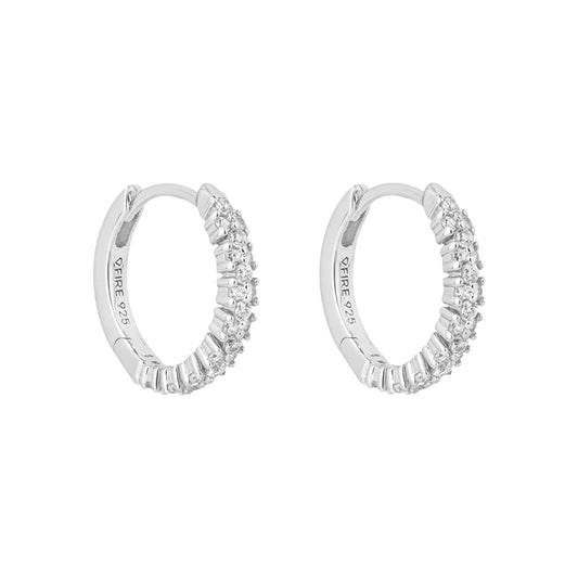 Silver Cubic Zirconia Pave Hoop Earrings £89.00