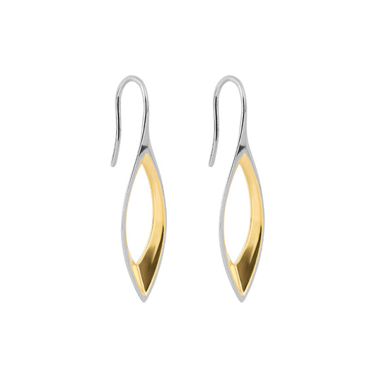 Silver Open Marquise Hook Earrings with Gold Plating £90.00