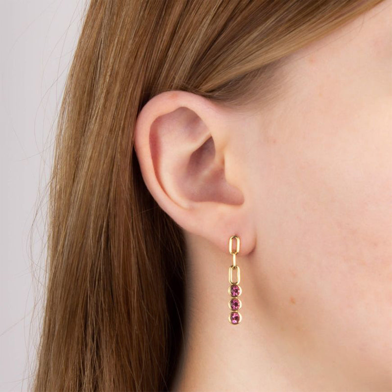 Silver with Gold Plating Earrings featuring Pink Crystals £80.00