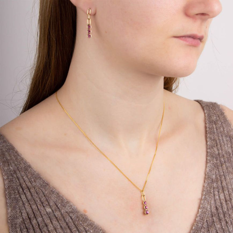 Silver with Gold Plating Earrings featuring Pink Crystals £80.00
