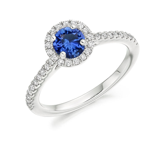 Sapphire Halo Style Cluster