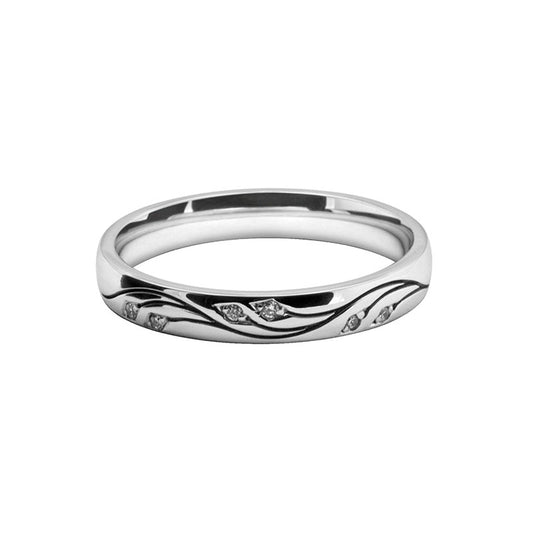 Ladies Patterned Laser Cut & Diamond Set Band 10