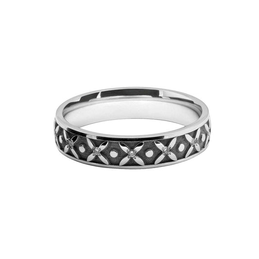Ladies Patterned Laser Cut Diamond Set Band 4