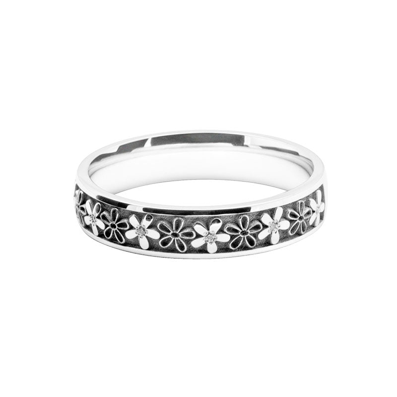 Ladies Patterned Laser Cut & Diamond Set Band 5