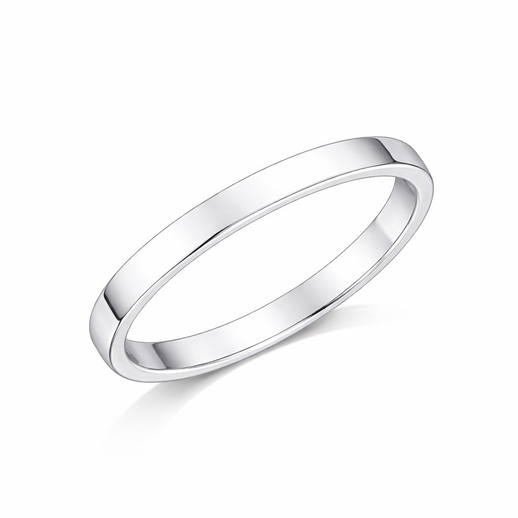 Flat Court - 2mm Plain Polished Flat Court Wedding Ring