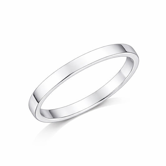 Flat Court - 2mm Plain Polished Flat Court Wedding Ring