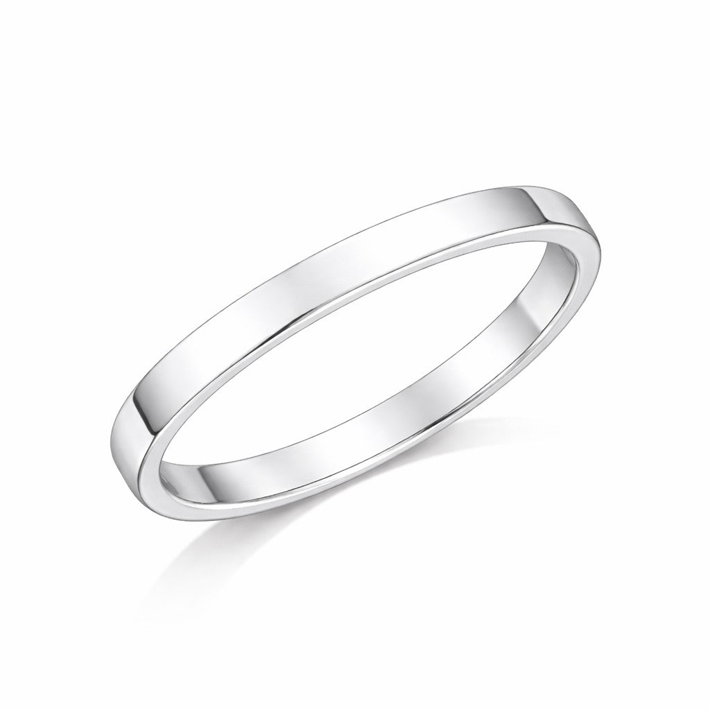 Flat Court - 3mm Plain Polished Flat Court Wedding Ring