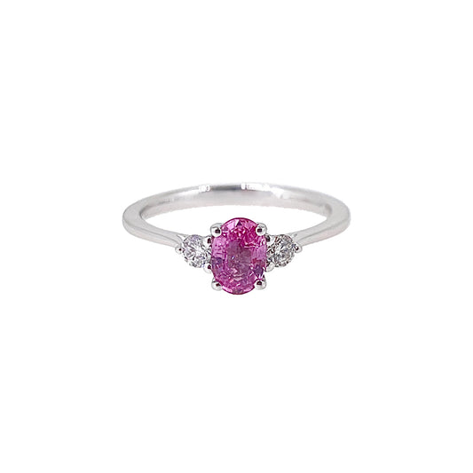 0.53ct Pink Sapphire & Diamond Trilogy Ring £1160.00
