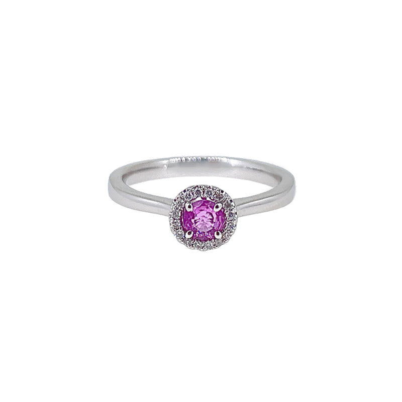 0.27ct Pink Sapphire & Diamond Halo Ring £1335.00