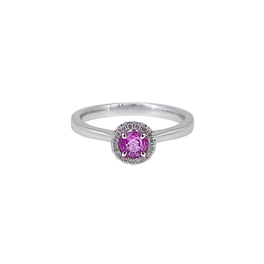 0.27ct Pink Sapphire & Diamond Halo Ring £1335.00
