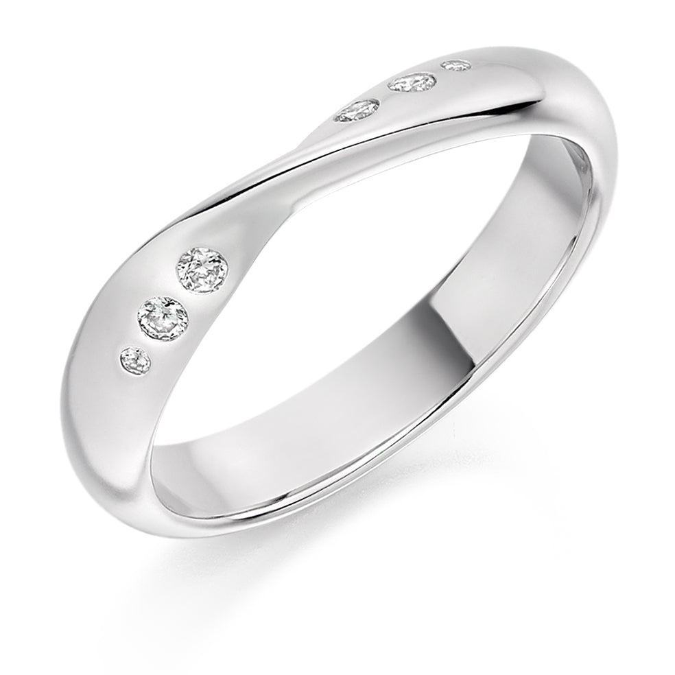 Maya - 0.10ct Diamond Wedding Ring - Flush Set Shaped to Fit