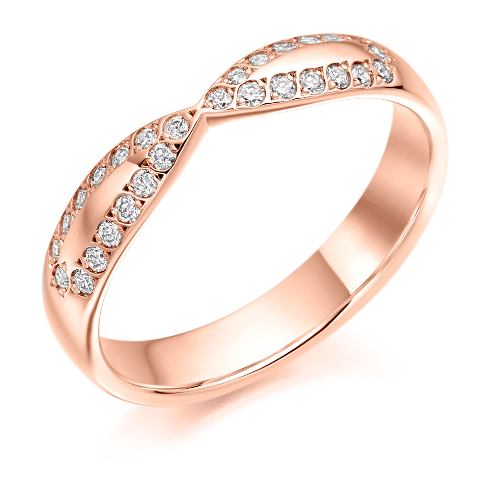 Lola - 0.25ct Diamond Wedding Ring - Grain Set Shaped to Fit