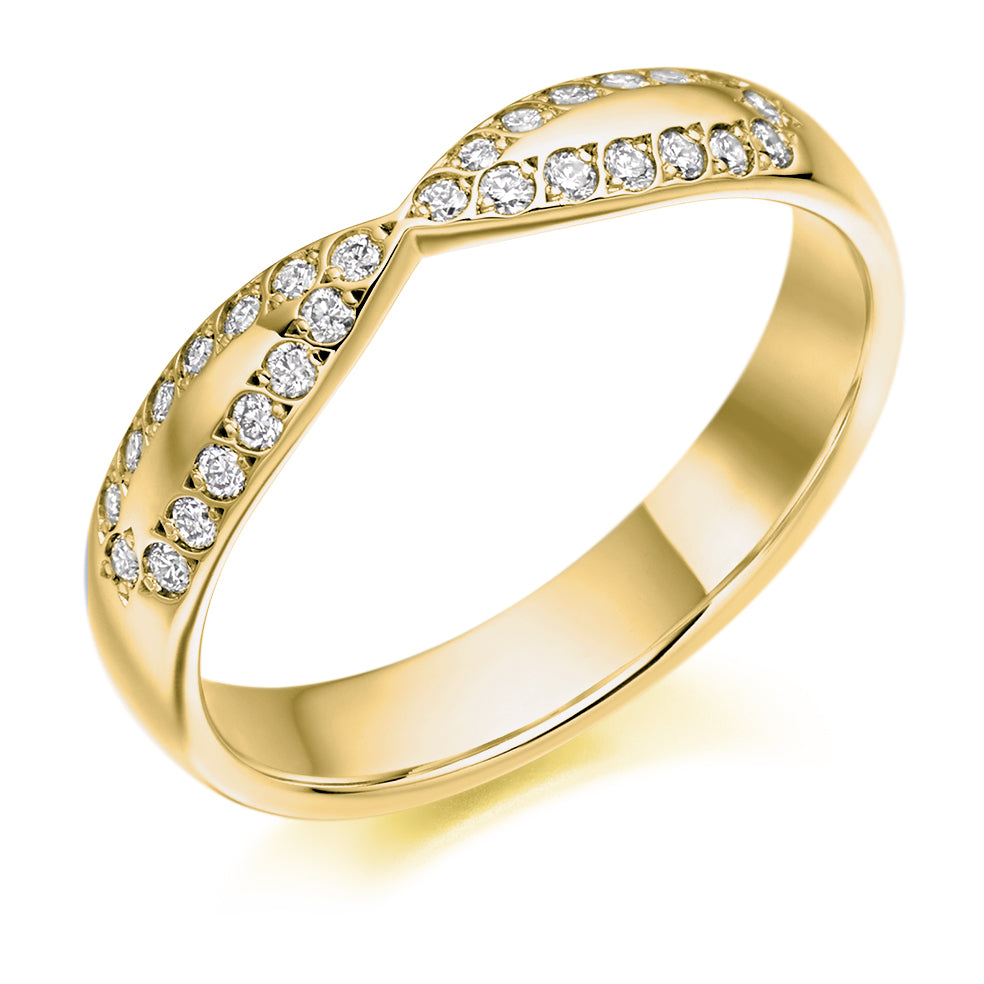 Lola - 0.25ct Diamond Wedding Ring - Grain Set Shaped to Fit