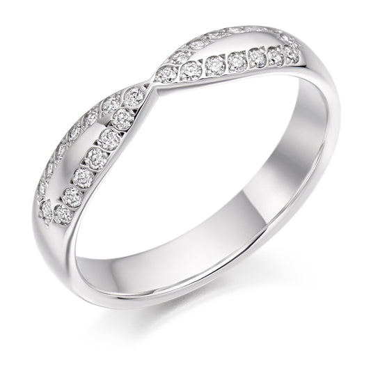 Lola - 0.25ct Diamond Wedding Ring - Grain Set Shaped to Fit