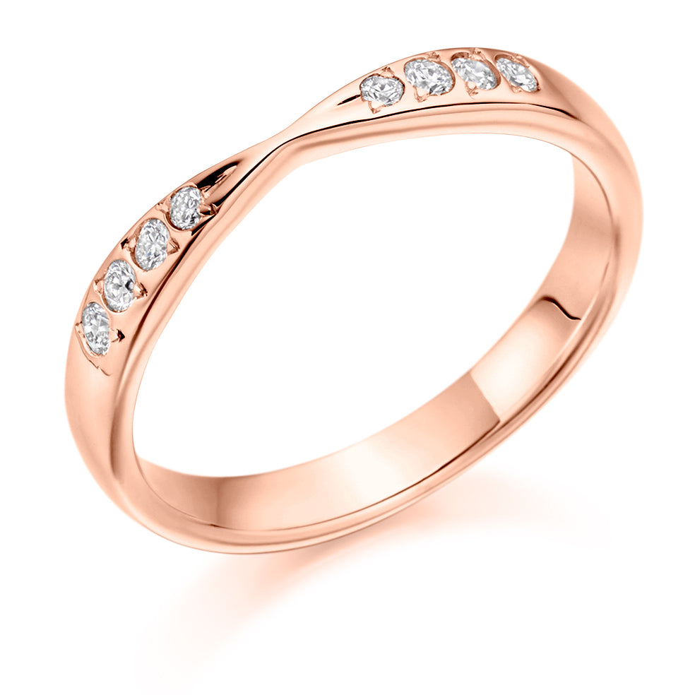 Mila - 0.15ct Diamond Wedding Ring - Grain Set Shaped to Fit