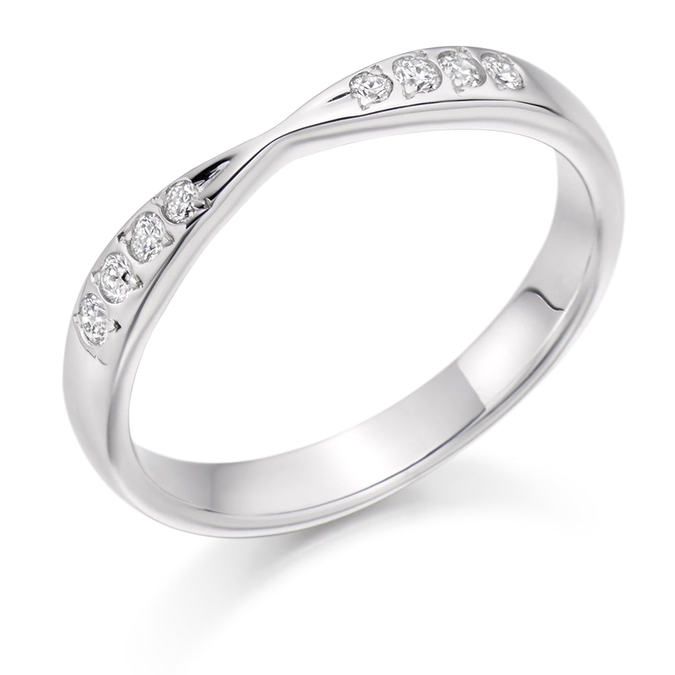 Mila - 0.15ct Diamond Wedding Ring - Grain Set Shaped to Fit