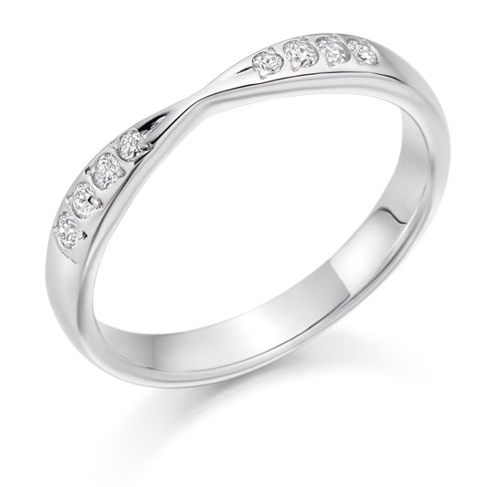 Mila - 0.15ct Diamond Wedding Ring - Grain Set Shaped to Fit
